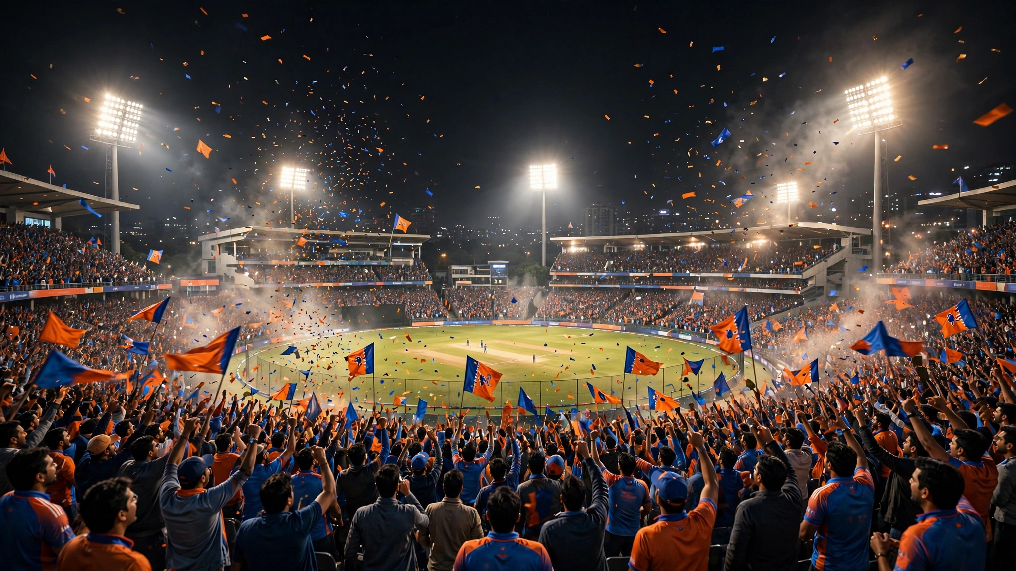 Cricket stadium packed with Indian fans under floodlights — watch IPL live streaming free on mobile