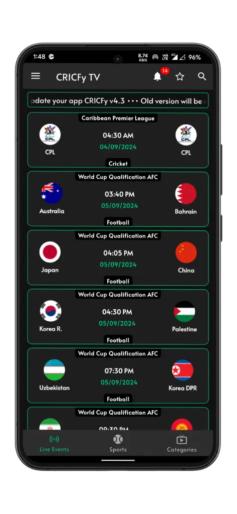 CricFree TV screenshot